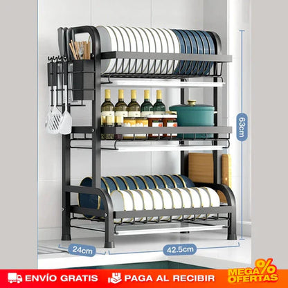 🔥Últimas Unidades🔥 | ESTANTE ESCURRIDOR PARA PLATOS DE 3 NIVELES + ENVÍO GRATIS